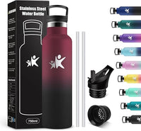 KollyKolla Botella Termica 750ml, Botella Agua Acero Inoxidable con Pajita y Filtro, Reutilizable, Termo a Prueba de Fugas, Sin BPA, Cantimplora para Deporte, Oficina, Gimnasio, Ciclismo, Escuela