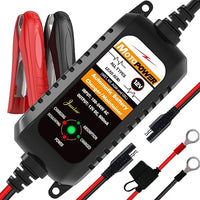 MOTOPOWER MP0205A 12V 800mA Cargador de batería automático/Mantenedor para automóviles, Motocicletas, ATVs, RVs, Powersports, Barco y más. Inteligente, Compacto y Respetuoso del Medio Ambiente