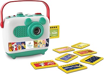 Clementoni - Proyector y narrador de Historias Disney Baby - Juguete Encantado Que proyecta imágenes de Disney y Cuenta Historias - 4 Libros están incluidos - Altavoz Integrado - 52763