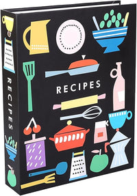 YBCPACK Juego de carpetas de recetas de 3 anillos A5, 1 paquete de libro de recetas de 9 x 7 pulgadas para escribir en tus propias recetas, cuaderno de recetas incluye 100 páginas de recetas (5.5 x