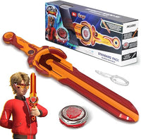 INFINITY NADO peonza metálica, con Lanzador de Espadas, peonza Luminosa, para niños y niñas a Partir de 5, 6, 7, 8, 9 y 10 años, Blazing War Bear, Rojo.