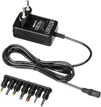 Amazon Basics Adaptador de Fuente de alimentación de CC, Universal, con 7 Conectores Intercambiables, 3-12 V, polaridad Reversible, Extra Grande, Negro
