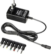 Amazon Basics Adaptador de Fuente de alimentación de CC, Universal, con 7 Conectores Intercambiables, 3-12 V, polaridad Reversible, Extra Grande, Negro