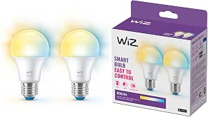 WiZ Smart LED A60 Bulb, Warm to Cool blanco, E27 Base, 60W, 806 Lumens, Dimmable, Works con Alexa, Google Assistant, y Apple Home, Pack of 1