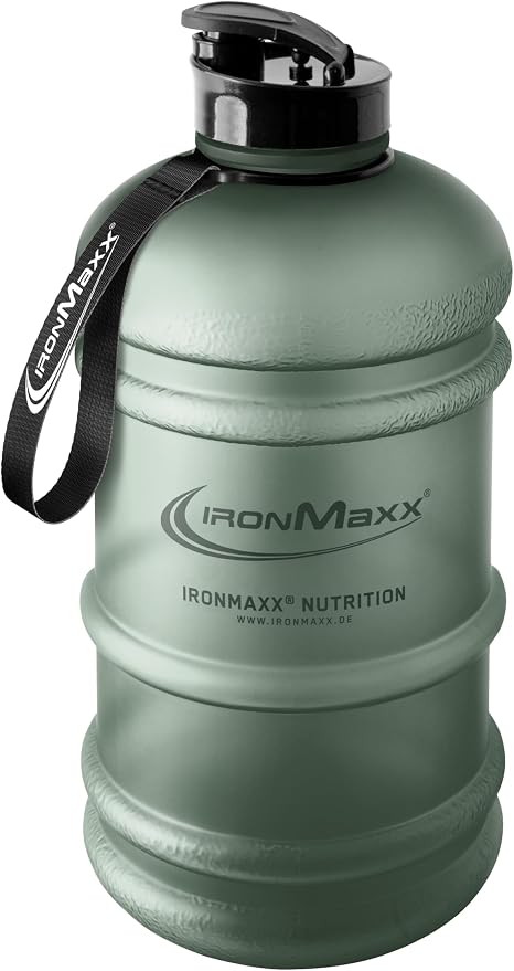 IronMaxx Water Gallon - Frosted Mineral Green 2200ml | Botella de agua 2,2 L sin BPA/DEHP | Tapa hermética y escala graduada | Color según modelo | Ideal para deporte, gimnasio, oficina y uso diario