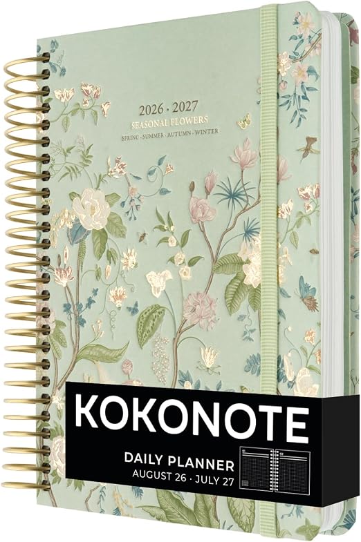 Kokonote Agenda 2026 2027 Dia por página A5 Seasonal Flowers