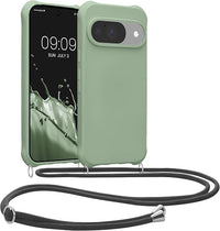 kwmobile Carcasa Colgante Compatible con Google Pixel 10 / Pixel 10 Pro Funda con Cuerda - Funda con Correa Colgante Ajustable - Gris Verdoso Mate