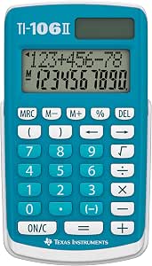 Texas Instruments TI-106 II - Calculadora científica Solar, Una calculadora de Bolsillo Duradera y fácil de Usar con Cuatro Operaciones aritméticas básicas, EN/GR/DU/FR