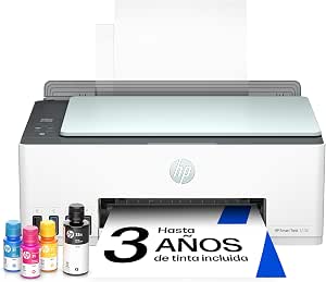 HP Impresora Multifunción Tinta Smart Tank 5108 Wi-Fi, con depósito Recargable, Incluye Tinta para Imprimir hasta 3 años