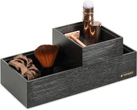 Navaris 2x Caja de almacenamiento de bambú - Cajones apilables para almacenaje - Set organizador apilable sin tapa de cajas multiusos - Negro