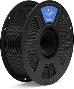 ELEGOO Filamento PETG 1.75 1KG Negro, Filamento PETG para Impresora 3D, Precisión Dimensional +/- 0.02mm, Carrete Filamento 3D, para Mayoría Impresoras 3D