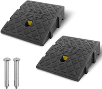 Rampas de bordillo Antideslizantes, 2 Unidades, rampa para Silla de Ruedas, Coches y Motos, plástico Resistente, Altura 7-13 cm, Incluye 2 Pernos de fijación