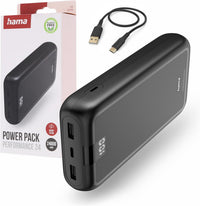 Hama | Power Pack Pack Perfomance-24 24.000 mAh (batería portátil, Power Bank, Carga rápida, Cargador, 3 Salidas 1xUSB-C y 2xUSB-A) Color Antracita