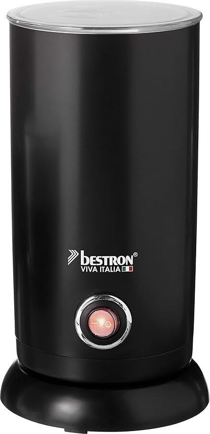 Bestron Espumador de Leche Eléctrico, Viva Italia, Inalámbrico, 550 W, 300 ml, Negro