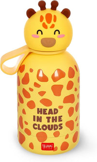 Legami - Botella de agua para niños Hot&Cold BFF, Giraffe, doble capa de acero inoxidable 18/8 con cierre hermético, se mantiene caliente durante 12 h y fría durante 24 h, capacidad 310 ml