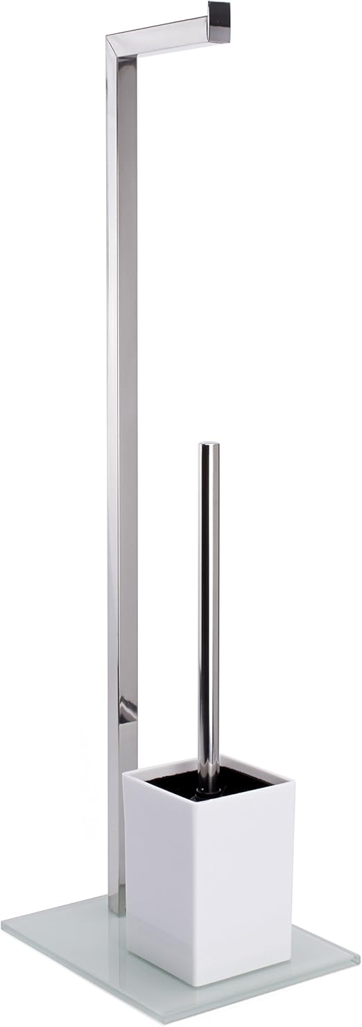 MSV Juego de Pie WC, Acero Inoxidable, Blanco, 70,5x22x18 cm