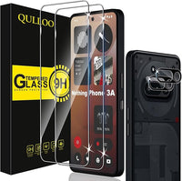 QULLOO Protector de Pantalla para Nothing Phone 3a, 2 Piezas Cristal Templado y 2 Piezas Protector de Lente de Cámara, Dureza 9H Ultra Resistente Vidrio Templado