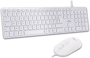 Bluestork – Juego de Teclado para Mac y iPad – Teclado Apple AZERTY FR silencioso y ratón 2400 dpi – Diseño Ultra-Slim – Teclas de Tijera – USB-A & USB-C – para Todos los teclados Mac e iPad