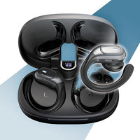 PORTENTUM Auriculares inalambricos deportivos – Pantalla LED – Reducción de ruido DNS – 50h batería – Bluetooth 5.4 – Cascos impermeables con controles integrados – Graves HiFi – Ajuste cómodo – USB-C