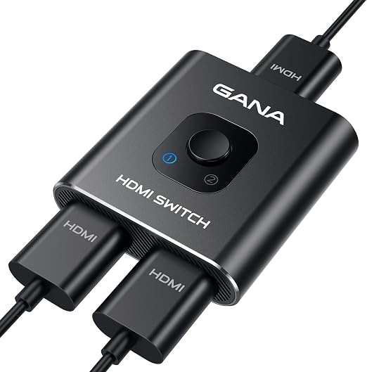 GANA Switch HDMI 4K@60Hz, Splitter HDMI de Doble Dirección, Conmutador HDMI Bidireccional 2 entradas 1 Salida -Una Pantalla a la Vez- Soporta HDR 4K 3D 1080P para PS5 PS4 Xbox BLU Ray PC, Negro-01