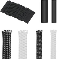 Rollo de 4 Rollos de 3 m, de Pet, expandible, Trenzado, 10/20 mm, protección para Audio, vídeo, Dispositivo doméstico, Cable automotriz (Negro, Blanco)