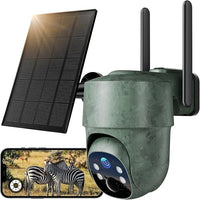 WOLFANG 4G LTE Cámara de Caza Solar con Tarjeta SIM, 2.5K PTZ Camara Fototrampeo Exterior, PIR Detección, Visión Nocturna en Color Starlight, Audio de 2 vías, 0.2s Activación, IP66 Impermeable
