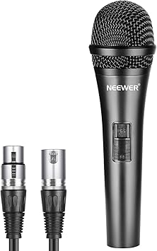 Neewer - Micrófono dinámico cardioide con Cable Macho XLR a Hembra XLR, construcción metálica rígida para Pickup Profesional de Instrumentos Musicales, Voz, radiodifusión, discurso, Negro(NW-040)