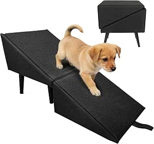 Rampa para Perros, Escalera Multifuncionales para Perro Escalera Plegable para Mascota para Cama y Sofá Rampa de Madera para Mascota Negra con Ventosas Antideslizantes para Perros y Gatos