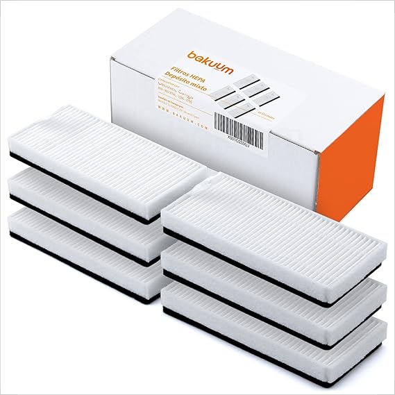 BAKUUM Pack 6 Filtros HEPA para deposito MIXTO (agua y polvo) de Cecotec Conga 990 VITAL, 1090, 1790 y 1990 todas las series. Filtros HEPA para robot aspirador para tanque de agua y polvo.