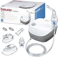 Beurer IH 18 Nebulizador, Inhalador para resfriados y enfermedades respiratorias como asma y EPOC, para la nebulización de medicamentos, nebulizador para adultos y niños, diseño en blanco, compacto