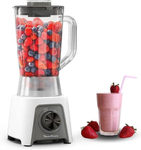 Moulinex Blendeo+, Batidora de vaso de 450 W, Jarra de 1,5 L, 2 velocidades + función Pulse, Pica hielo, Duraforce Label, Sistema de bloqueo inteligente, Cuchillas extraíbles, Blanca, LM2C0110