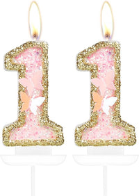 Velas de mariposa con el número 11 de 11 cumpleaños, velas de oro rosa para tartas, decoraciones de pastel de 11 cumpleaños de niñas, decoración de pastel de mariposa de 11 cumpleaños para fiesta