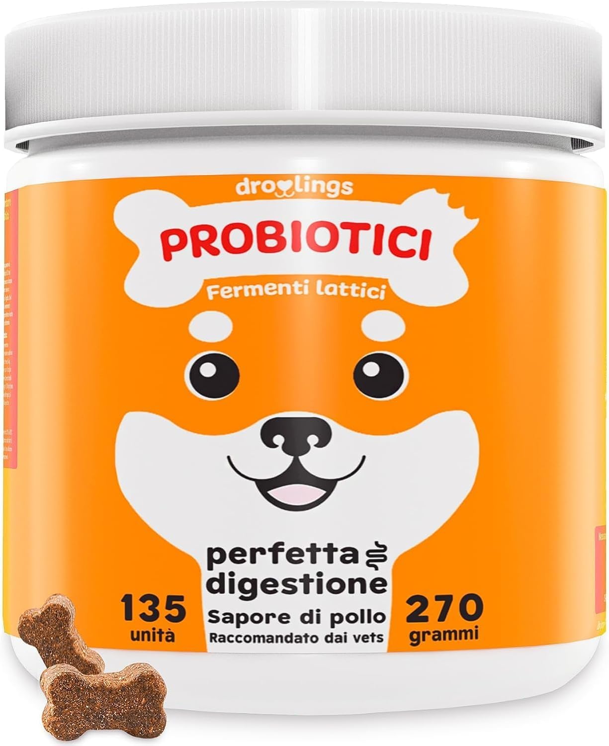 Probiotici per cani e Fermenti Laticci 135 masticabili digestivo Naturali per Diarrea Prurito e Flora intestinale
