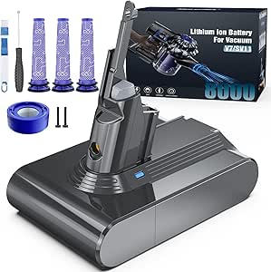 Morpilot 8000 mAh Batería para Aspiradora Dyson V7 SV11 Motorhead Animal Mattress Fluffy Trigger Car+Boat Absolute con 3 Prefiltros, 1 Postfiltro y 1 Destornillador