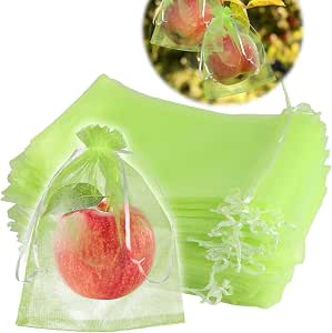 Bolsa de Protección de Uvas，100 Piezas Malla de Protección para Uvas Frutas Bolsas de Organza con Cordón para Proteger contra Pájaros, Avispas y Otros Insectos