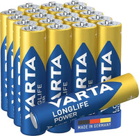 Varta Pila Longlife Power AAA Micro LR03 (paquete de 20 unidades), pila alcalina - «Made in Germany» - Adecuado para juguetes, linternas, mandos y otros aparatos que funcio con pilas