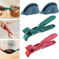 2 Piezas Calidad Clip Multiusos Antiquemaduras, 1 Par Engrosado Mini Mitones para Horno, Antideslizante Aislamiento Termico Nylon Clip, Pinzas de Agarre de Placa Caliente para Microondas Freidora