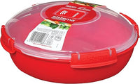 Sistema bol o recipiente redondo para alimentos para microondas | Vaporera para alimentos de 1,3 l | Rojo/transparente