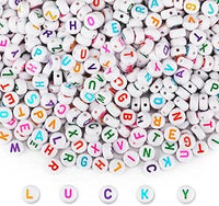 SUTOUG 1000 Stück Buchstabenperlen zum Auffädeln, 4 x 7 mm runde Acryl-Alphabetperlen für die Herstellung von Schmuck, DIY-Bastelarbeiten, Armbändern, Halsketten und Schmuckstücken – weiß