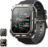 MIGOUFIT Smartwatch Hombre Militar con Llamadas Bluetooth 5.0, Actividad Fitness Reloj Inteligente Hombre con Podómetro Reloj de Impermeable,con 123 Deportes Modos de de Compatible para Android iOS
