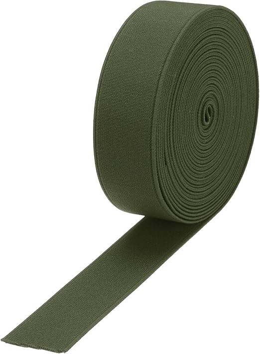 sourcing map Bandas elásticas para coser 2,5 cm, 5 yardas/15 pies, color verde militar, carrete elástico de alta elasticidad para pelucas, cintura y pantalones