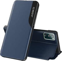 Carcasa S20 FE para Samsung S20 FE 5G piel fina transparente Flip Folio Funda con tapa para Samsung Galaxy S20 FE Case 360 Full Body antigolpes Anti-arañazos Soporte Cover (azul)