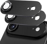 Giftorld [2 paquetes de protección de lente de cámara para iPhone 17 Air, vidrio templado 9H, cubierta de placa de aluminio de aviación, círculo nocturno, claridad HD, fácil instalación-negro
