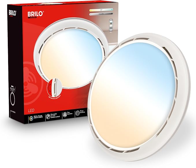 BRILONER - Ventilador de techo con luz LED, mando a distancia, 6 velocidades, CCT y luz regulable, lámpara ventilador techo dormitorio, lamparas de salón, 44 x 17,5 cm, blanco