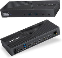 WAVLINK Estación de Acoplamiento Displaylink USB C Universal Docking Station con 3 × HDMI, 2X DP, 100 W PD, Gigabit Ethernet, 6 × 10Gbps USB-A & C, Audio, micrófono, Compatible con Mac OS y Windows