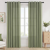 Topfinel Verde Salvia Cortinas Salon Dormitorio Modernas 140x240cm (HxL) Visillo Salon Dormitorio Natural Lino y Algodón Cortina para Infantiles Dormitorio Juvenil Translucidas Cortinas Ojales, 2 Pzs
