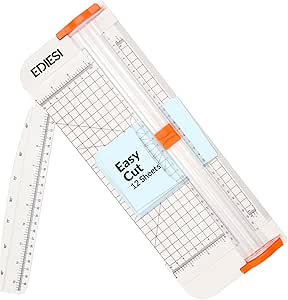 Ediesi, Papierschneider, A4, Schere, Cutter, höchste Präzision, automatische Arretierung, mit Verlängerungslineal, für Papier, Fotos, Coupons und Etiketten (Weiß)