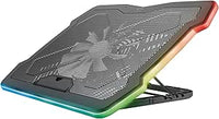 Trust Gaming GXT 1126 Aura Base de Refrigeración con Iluminación Multicolor para Ordenador Portátil de hasta 17.3 Pulgadas, Soporte para Portatil, Velocidad Ajustable, Modo Silencioso - Negro