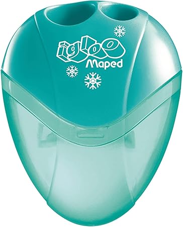 Maped - Material Escolar - Sacapuntas I Gloo - Diseño con Depósito - Tienen 2 Orificios para Afilar - Tamaño Compacto para el Estuche - 3 Diseños Diferentes