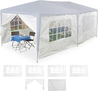 Relaxdays Paneles Laterales para cenador, Juego de 6, 2 x 3 m, Impermeables, Ventanas y Puertas, Polietileno, Paredes Laterales con Cierre de Velcro, Color Blanco, 1 Unidad